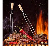 Cocoarm Fork Bbq in Acciaio Inossidabile Premium, Forchette Arrosto Strumento di Grigliatura Robusta, Facile da Usare per il Campeggio da Picnic all'aperto con Spiedini di Ago