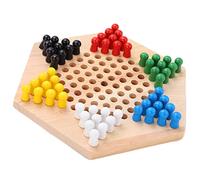 Cocoarm Game Board di Scacchi in Legno Cinese Set a 6 Lati Scacchi con 60 Marmi di Vetro Colorati per Adulti Familiari di Strategie per Bambini