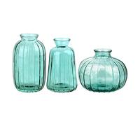 Cocoarm Glas Blumenvasen Set 3er, Set Vasetti Decorativi per Fiori con Piccole Aperture in Blu Verde Grigio Oro Bianco per Decorazione Tavolo Idee (4)