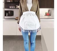 Cocoarm Grembiule da da Donna con Orlo in Pizzo Bianco, vestibilità Regolabile, Materiale in Cotone Premium, Stile Versatile, Design Elegante