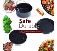 Cocoarm Kit di Accessori per Frigioni Ad Aria, Supporto in Metallo, Griglia di Spiedini, Barile per Torte, Tappetino in Silicone, Padella per Pizza, Ripiano del Pane, Compatibile con 4,0qt - 4,5Qt -