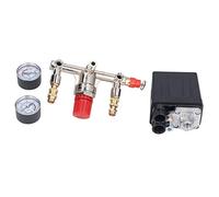 Cocoarm Kit Valvola di Pressione del Compressore d'aria, Valvola di Controllo del Pressostato in Plastica, Acciaio, Ottone, da 90 a 120 PSI CA da 100 a 240 V, Uscita Regolabile a Doppio Manometro per