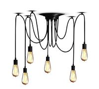 Cocoarm Lampadario Vintage da Soffitto Lampada a sospensione industriale 2m Regolabili Base E27 Lampada Ragno a Sospensione Lampada 6 Testa per Camera da Letto Soggiorno lampadine Fai Da Te