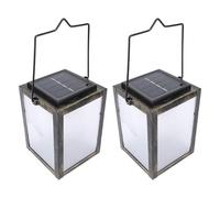 Cocoarm Lanterna Solare da 2 Pezzi Lanterna da Esterno in Ferro ABS 3D Luce Calda Tremolante IP54 USB e Ricaricabile Solare da 8 a 12 Ore per Giardino Patio Pathway Landscape Decor