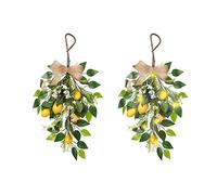 Cocoarm Limone Artificiale Swag Limone Goccia Appeso Parete Seta Tessuto Realistico Giallo 40×60cm con Luci per Casa Cucina Matrimonio Feste Decorazione (3)