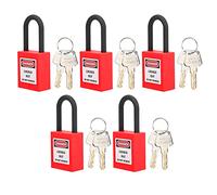 Cocoarm Lucchetto di Sicurezza in Nylon 38mm con Doppio Avviso Ed Etichette Scrivibili, Lucchetto Antipolvere per Siti Industriali e Lockout Tagout (rosso)