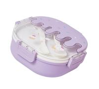 Cocoarm Lunch Box Portapranzo in Plastica per Bambini con 3 Scomparti Cucchiaio e Forchetta 7,3 X 7, X 2,8 Pollici Simpatico Contenitore per Snack Gelato per Scuola Lavoro Viaggi Adulti Bambini