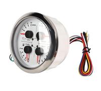 Cocoarm Manometro 4 in 1 da 85 Mm con Cassa in Acciaio Inossidabile, Misuratore di Livello Carburante, Pressione Olio e Temperatura Acqua per Auto, e Barche (Bianco °C/BAR)