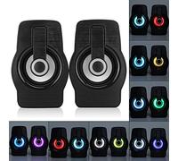 Cocoarm Mini USB LED Speaker, 2x3W 360° Stereo (BLACK) | Controllo volume cablato, driver magnetico da 2 pollici 45, SNR 65 dB, computer desktop portatile, alimentazione USB 5 V