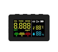 Cocoarm Misuratore della qualità dell'aria, Tester Elettrochimico Ad Alta Precisione per Formaldeide e TVOC con Funzione di Allarme Vocale per Uso Domestico e in Ufficio (BLACK)
