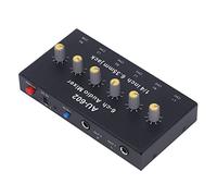 Cocoarm Mixer Audio a 6 Mixer Stereo Compatto in Lega di Alluminio con Commutazione Mono Stereo Jack 6,3 Mm in 2 Out Amplificatore 5x 14 DB per Audio Home Theater