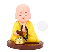 Cocoarm Monaco Che Annuisce Ad Energia Solare, Statuetta Automatica del Monaco Che Annuisce Figurina del Monaco Solare con Pannello Solare Integrato per Scrivania Ufficio Cruscotto Auto (YELLOW)