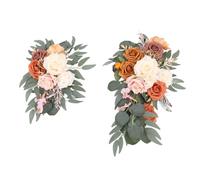 Cocoarm Nuziale Artificiale Fiori Seta e PE Decorazione Nuziale 2 Pezzi Grande 19,7 X 11,8 Pollici Piccolo 11,8 X 9, Pollici per la Decorazione di Cartelli di Benvenuto per Interni Ed Esterni (Gold)