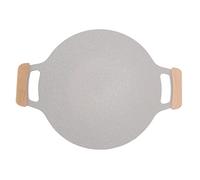 Cocoarm Padella Antiaderente per Interni Ed Esterni, Piastra per Barbecue in Stile Coreano, Padella Rotonda in Lega di Alluminio con Manici in Faggio, Riscaldamento Uniforme per Piano Cottura a Gas