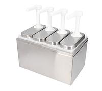 Cocoarm Pompa Dosatore per Salse, Stazione Pompa per Condimenti in Acciaio Inossidabile con 5 Contenitori Rimovibili da 1 Litro, Pressa Quantitativa da 35 Ml per Condimenti per Insalata a Buffet del
