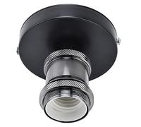 Cocoarm Presa Lampada Retro Presa Lampada Vintage PortaLampada E26 E27 con Struttura in Alluminio Ferro ABS per Camera da Letto Soggiorno Ufficio (BLACK)