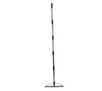 Cocoarm Rastrello da Giardino, Rastrello con Testa in Metallo Regolabile a 17 Denti, Manico Staccabile in Ferro e Acciaio Inossidabile per Allentare il Terreno, Raccogliere Foglie, Cortile, Prato,