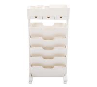 Cocoarm Scaffale Mobile Scaffale Mobile Beige a 5 Livelli con 3 Cassetti Il Carrello con Rotelle PS PP può Contenere Circa 60 Libri per la Biblioteca Scolastica dell'