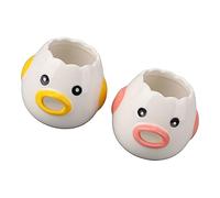 Cocoarm Separatori per Uova in Ceramica, Confezione da 2, Separatori di Tuorlo d' a Forma di Pollo, Rosa e Giallo, 4 Cm, Altezza Superiore 6,5 Cm, Facile da Versare, per Cuocere Al Forno, Cucinare,