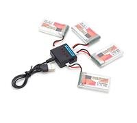 Cocoarm Set di Batterie RC Lipo 4 Pezzi 3,7 V 1200 MAh 25C Batteria Al Litio Ricaricabile con Caricatore 4 in 1 Mini Spina Bianca per Utenti di Aerei RC Auto Camion Elicotteri Droni Barche