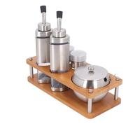 Cocoarm Set di Dispenser per Condimenti da Set di Bottiglie per Dispenser di Olio e Aceto in Acciaio Inossidabile 304 con Base in Legno, 6 Pezzi, per Riporre Condimenti per Bancone della, Tavolo da