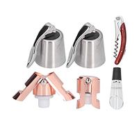 Cocoarm Set di Strumenti per il Vino Tappo per Bottiglia in Acciaio Inossidabile e ABS e Versatore per Vino Kit da 6 Pezzi con Conservazione Sotto Vuoto Sigillatura Resistente Alle Perdite per gli