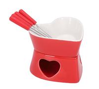 Cocoarm Set di Tazze per Fonduta in Ceramica a Forma di Cuore, Set di Tazze per Sciogliere il Cioccolato con Forchetta per Regali di, Serata Romantica, Compleanno e Matrimonio
