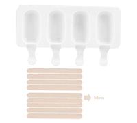 Cocoarm Stampo per Gelato, Macchina per Ghiaccioli in Silicone 4 Griglie con 50 Bastoncini, Rilascio Flessibile Vassoio per Dessert Surgelati Fatto in Casa Facile da Pulire per Bambini Famiglia Estate