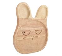 Cocoarm Tavolo da Tavolo in Legno Piatto di Orso in Legno di Gomma per Bambini 4 Disegni Carini Pasti Non Tossici Snack Dessert con Consistenza (rabbia)