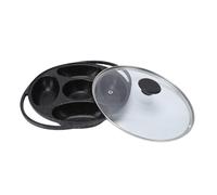 Cocoarm Teglia Antiaderente a 5 Fori, Mini Teglia per Pancake in Lega di Alluminio, 24 Cm, con Coperchio, Riscaldamento Uniforme, Stampo per Muffin Rotondo a 5 cavità, per Colazione, Feste, Dolci