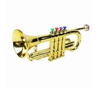 Cocoarm Tromba Giocattolo per Bambini, Strumento Musicale Educativo con 4 Tasti Colorati per Bambini, Suono di Tromba Reale, Colore Oro, Materiale in Plastica