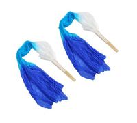 Cocoarm Ventaglio di Danza del Ventre, Ventaglio di Danza del bambù in Seta Artificiale, 1,5 M Tricolore Bianco Ciano Blu 2 Pezzi Puntello Leggero per la Pratica di Performance sul Palco di Quadrata