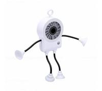 Cocoarm Ventilatore Robot Portatile Ricaricabile, Mini Ventilatore da Tavolo in Plastica Senza Fili con Batteria da 1200 MAh, Base a Ventosa con Luce Notturna con Display Digitale per Scrivania, Auto,