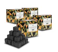 Cocobration Carbone Naturale in Gusci di Cocco 4x1KG - Carbone Premium per Narghilè e Barbecue - Cubi 26mm - Senza Aroma - Lunga Durata e Fumo Denso