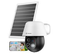 COCOCAM 24/7 Registrazione AOV 4G Telecamera Esterno con SIM, 30m Visione Notturna, 10000mAh Batteria & 8W Pannello Solare, Tracciamento Auto & Rilevamento AI, 2K PTZ, Scheda eSIM Inclusa (Senza WiFi)