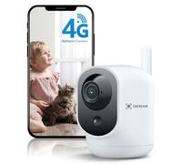 COCOCAM 4G Telecamera con SIM Interno Senza Fili 2K, Batteria 6000mAh, 355°P 90°T, per Bambini/Animali Domestici/Anziani, Rilevamento Umano PIR, Scheda SIM Integrata, senza WiFi (Bianco)