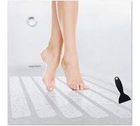 cocofy Adesivi Antiscivolo Doccia e Vasca XXL | Adesivi per Bagno in Gomma Antiscivolo, 50x4, Trasparenti, Lunghi| Efficace Antiscivolo Doccia, e Antiscivolo Bambini, Confezione da 10