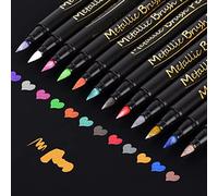 Cocolemon Pennarelli metallizzati, 12 colori, set di pennarelli permanenti, pennarelli spessi e sottili, pennarelli metallizzati per la festa dei bambini, laurea, insegnante, festa del papà, design e