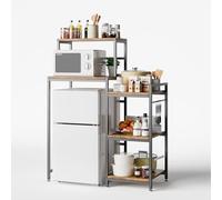 COCOLUCKY Mini supporto per frigorifero a 6 livelli con ripiano portaoggetti. Design asimmetrico 2 in 1: lato largo per frigorifero e microonde, lato stretto per spezie e utensili, caffetteria
