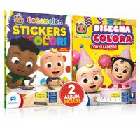 CoComelon, Bundle 2 Album Attacca e Stacca, Stickers e Colori, 100 Pagine di Giochi, Attività Educative, Disegna e Colora, Album con Adesivi, Made in Italy, Dai 3 Anni