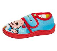 CoComelon Pantofole bambine e bambini neonati e in età prescolare, facili da allacciare, scarpe da casa per l'asilo, stivaletti per bambini JJ, Azzurro Rosso, 23 EU