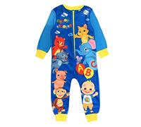 CoComelon, Tutina Ragazzi o Ragazze, Tutina Unisex, Pigiama Tutto in Uno, Blu, età 3-4 Anni