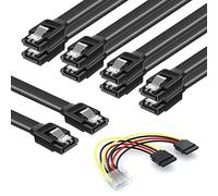 COCOMK Cables III - Cavo dati SSD da 6,0 Gbps COCOMK Power Splitter Cavo 4 pin a doppio 15 pin, compatibile con connettori COCOMK, HDD SSD CD Driver, CD Writer, confezione da 6 pezzi (nero)
