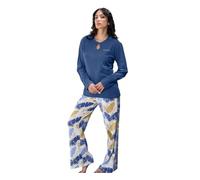 Coconuda Pigiama da Donna Lungo Jersey 100% Cotone, Art. 1216 Bluette M