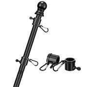 COCONUT Asta per Bandiera per casa, 1,5 m, in Acciaio Inox, Colore Nero, per Montaggio a Parete, Adatta per Bandiere Americane da 3 x 5, Perfetta per Cortile, Camion, Portico, Barca, Resistente alle