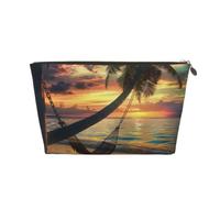 Coconut Beach Sunset amaca da viaggio stampata borse cosmetiche con cerniera dorata organizer per trucco custodia cosmetica borsa da toilette per donne mamme ragazze, Oro, One Size, Beauty case