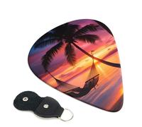 Coconut Beach Sunset amaca plettri per chitarra, 6 plettri, stampati su entrambi i lati, per chitarra elettrica, basso, ukulele (0,46 mm, 0,71 mm, 0,96 mm)