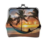 Coconut Beach Sunset Amaca portafogli da donna, portamonete da donna, piccolo portafoglio da donna, adatto per le donne, elegante e personalizzato, nero, taglia unica, Art Deco, Nero , Taglia unica,