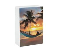 Coconut Beach Sunset Amaca portasigarette - Portasigarette portatile leggero da viaggio impermeabile in plastica per sigarette scatola tascabile per 20 sigarette