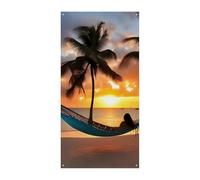 Coconut Beach Tramonto Amaca Copertura Porta Banner 90x180cm Festone Festone Stagionale Cartello di Benvenuto Decorazione Verticale Porta Appeso Per Portico Ingresso Giardino Decor